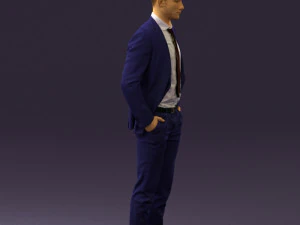 man in blue suit open jacket 0550 3d print ready 3D Print Model