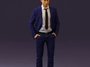 man in blue suit open jacket 0550 3d print ready 3D Print Model
