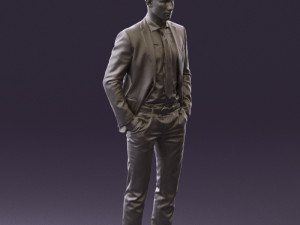 man in blue suit open jacket 0550 3d print ready 3Dプリントモデル