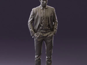 man in blue suit open jacket 0550 3d print ready 3D Print Model