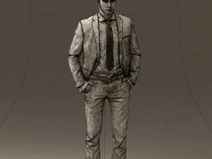man in blue suit open jacket 0550 3d print ready 3D Print Model
