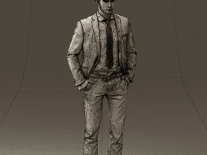 man in blue suit open jacket 0550 3d print ready 3D Print Model