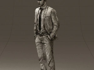 man in blue suit open jacket 0550 3d print ready 3D Print Model