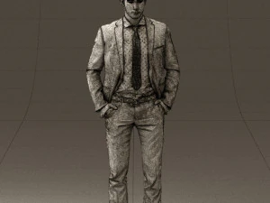 man in blue suit open jacket 0550 3d print ready 3D Print Model