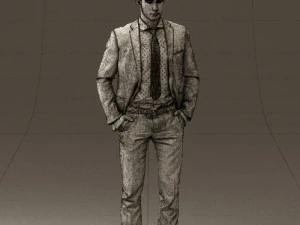 man in blue suit open jacket 0550 3d print ready 3D Print Model