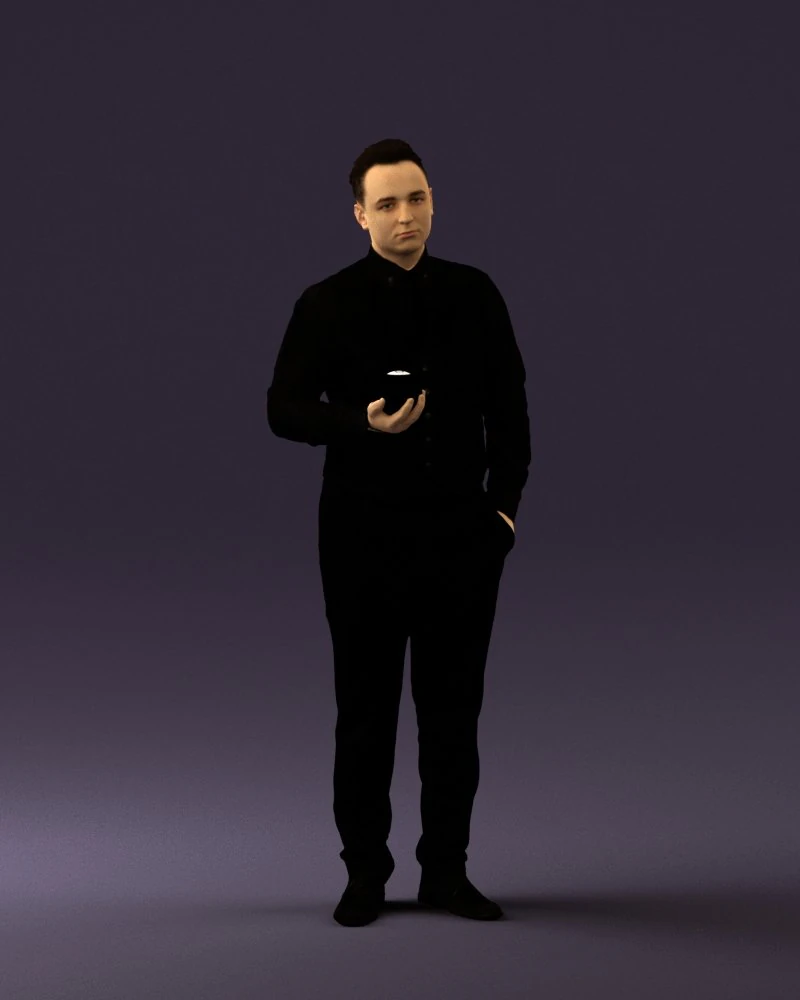 man in black ball 8 in hand 0549 3D Model .c4d .max .obj .3ds .fbx .stl .blend 
