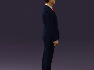 man in dark blue suit red tie 0548 3D Model