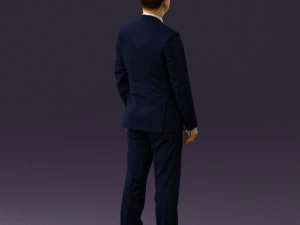 man in dark blue suit red tie 0548 3D Model