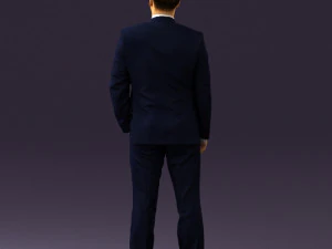 man in dark blue suit red tie 0548 3D Model