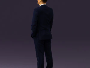 man in dark blue suit red tie 0548 3D Model