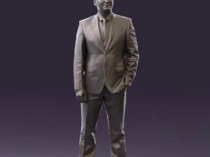 man in dark blue suit red tie 0548 3D Model