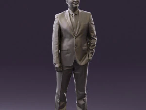 man in dark blue suit red tie 0548 3D Model