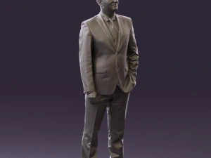 man in dark blue suit red tie 0548 3D Model
