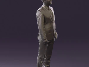 man in dark blue suit red tie 0548 3D Model