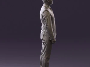 man in dark blue suit red tie 0548 3D Model