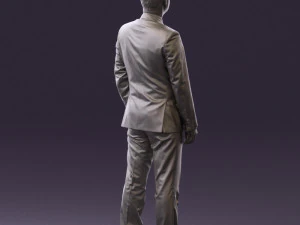 man in dark blue suit red tie 0548 3D Model