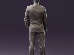 man in dark blue suit red tie 0548 3D Модель