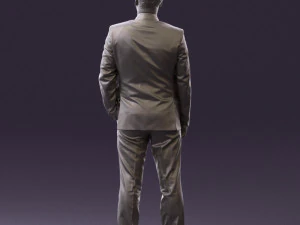 man in dark blue suit red tie 0548 3D Model