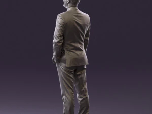 man in dark blue suit red tie 0548 3D Model