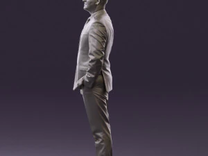 man in dark blue suit red tie 0548 3D Model