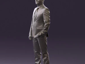 man in dark blue suit red tie 0548 3D Model
