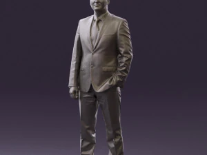 man in dark blue suit red tie 0548 3D Model