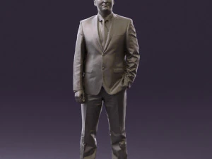 man in dark blue suit red tie 0548 3D Model