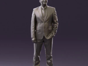 man in dark blue suit red tie 0548 3D Model
