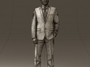 man in dark blue suit red tie 0548 3D Модель