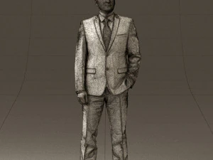 man in dark blue suit red tie 0548 3D Model