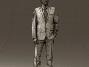 man in dark blue suit red tie 0548 3D Model
