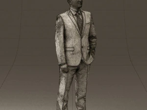 man in dark blue suit red tie 0548 3D Model