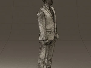 man in dark blue suit red tie 0548 3D Model