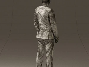 man in dark blue suit red tie 0548 3D Model