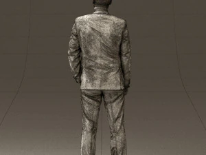 man in dark blue suit red tie 0548 3D Model