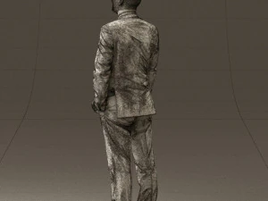 man in dark blue suit red tie 0548 3D Model