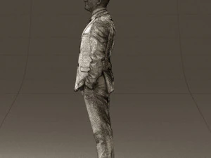 man in dark blue suit red tie 0548 3D Model