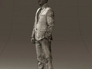man in dark blue suit red tie 0548 3D Model