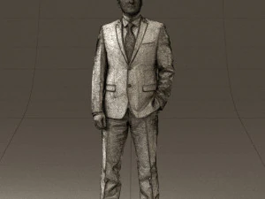 man in dark blue suit red tie 0548 3D Model