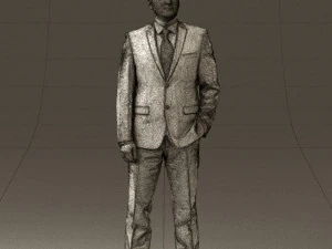 man in dark blue suit red tie 0548 3D Model