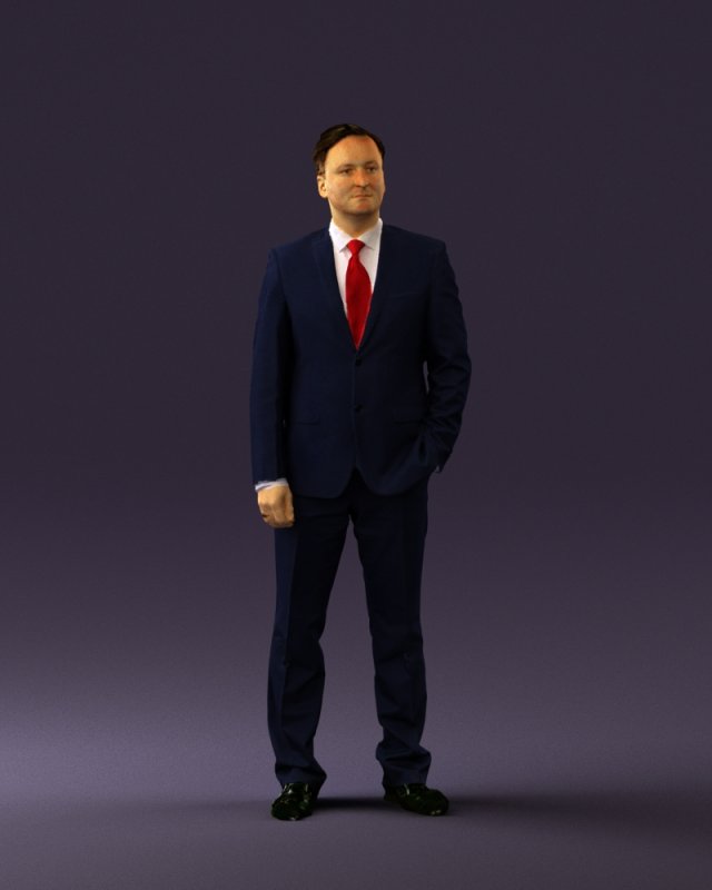 man in dark blue suit red tie 0548 3d print ready Model do druku 3D .c4d .max .obj .3ds .fbx .stl .blend