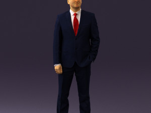 man in dark blue suit red tie 0548 3d print ready 3D Print Model