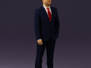 man in dark blue suit red tie 0548 3d print ready Model do druku 3D