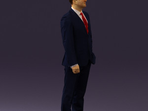 man in dark blue suit red tie 0548 3d print ready Model do druku 3D