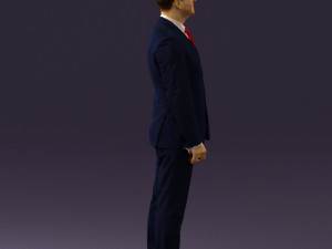 man in dark blue suit red tie 0548 3d print ready Model do druku 3D