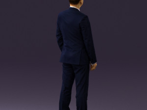 man in dark blue suit red tie 0548 3d print ready Model do druku 3D