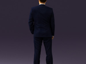 man in dark blue suit red tie 0548 3d print ready Model do druku 3D