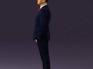 man in dark blue suit red tie 0548 3d print ready Model do druku 3D