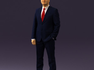man in dark blue suit red tie 0548 3d print ready Model do druku 3D