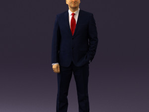 man in dark blue suit red tie 0548 3d print ready Model do druku 3D